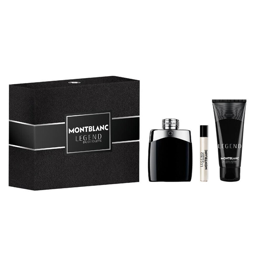 Mont Blanc Legend Eau de Toilette Set, 100 ml + Eau de Toilette Miniatur, 7,5 ml + Duschgel, 100 ml