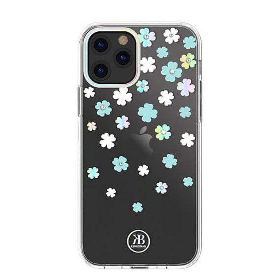 Custodia Kingxbar Lucky Series decorata con veri cristalli Swarovski iPhone 12 mini trasparente (Clover)