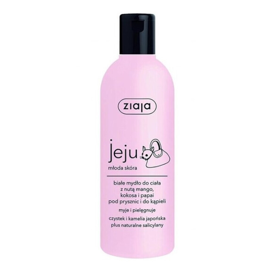 Ziaja Jeju, Sapone bianco per doccia e bagno, 300 ml