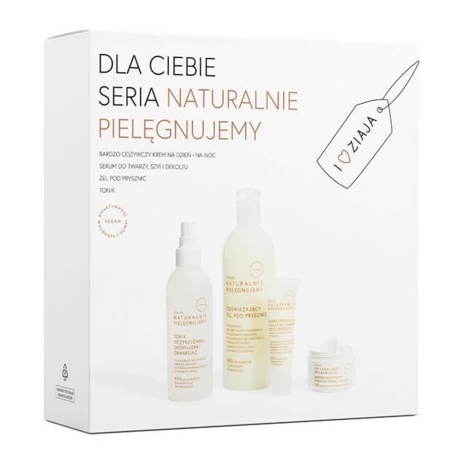 Ziaja, Naturally Nourishing Day-Night Set, Cremă de zi-noapte foarte hrănitoare 50 ml + Ser de față 30 ml + Gel de duș 400 ml + Tonic 200 ml