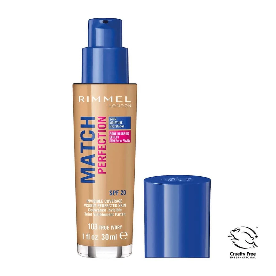 Rimmel Match Perfection Foundation Skin matching foundation 103 True Ivory SPF20, 30 ml.