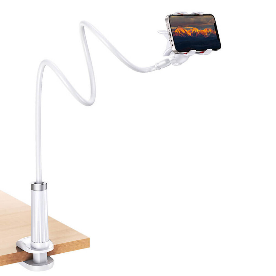 Ugreen supporto universale porta telefono supporto tablet (fino a 12 cm di larghezza) supporto pigro con braccio flessibile bianco (30488 LP113)
