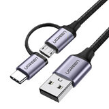 Ugreen cable 2-in-1 USB - micro USB / USB Type C cable 1m 2,4A black (30875)