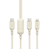 Dudao L7SF 2-in-1 USB-C - USB-C / Lightning 100W cablu 1.2m - bej