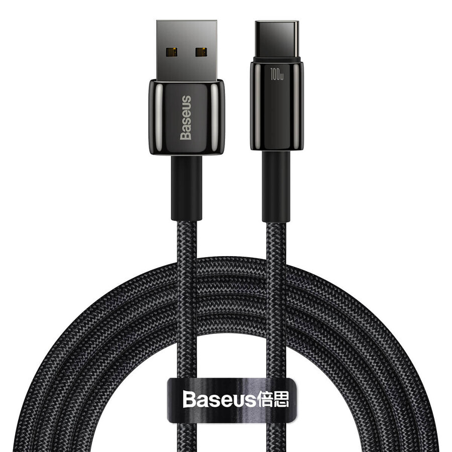 Baseus Tungsten Gold USB-A - USB-C 480Mbps 100W cable 2m black (CAWJ000101)
