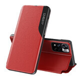 Eco Leather View Case étui élégant avec fonction flip cover et stand Xiaomi Redmi Note 11T 5G / Redmi Note 11S 5G / Poco M4 Pro 5G rouge