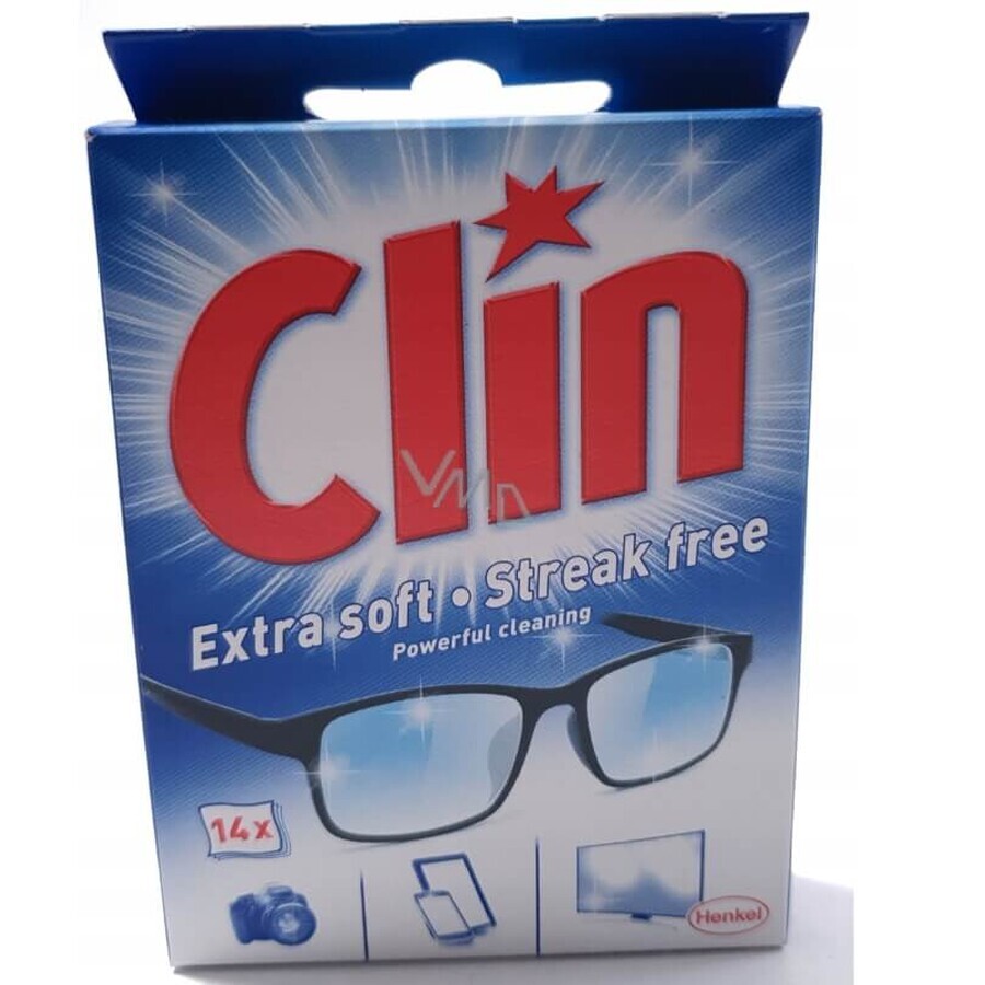 Clin Eyeglass Cleaning Wipes, 14 pieces
