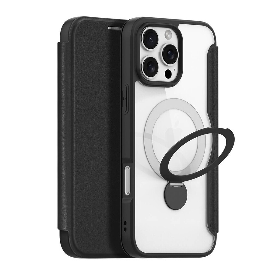 Dux Ducis Skin X Pro Tasche für iPhone 16 Pro Max mit MagSafe, Klappe und Ständer - schwarz