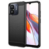 Etui carbone pour Xiaomi Redmi 11A / Poco C55 / Redmi 12C étui carbone en silicone flexible noir