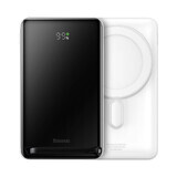 Baseus Magnetic Bracket powerbank cu încărcare wireless MagSafe 10000mAh 20W Overseas Edition alb (PPCX000202) + cablu USB tip C Baseus Xiaobai Series 60W 0.5m