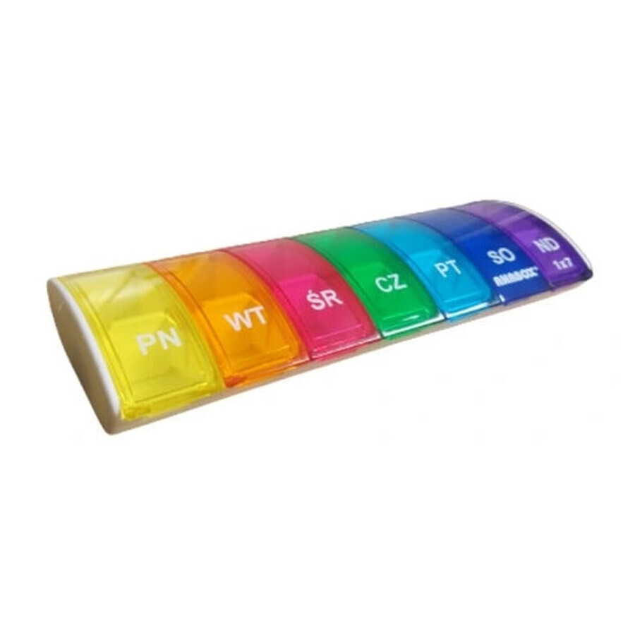 Anabox, Weekly 1x7 rainbow tray with compartments, 1 piece