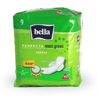 Toallas higiénicas, Bella Perfecta Maxi Verde, Drai sedoso, 9 uds.