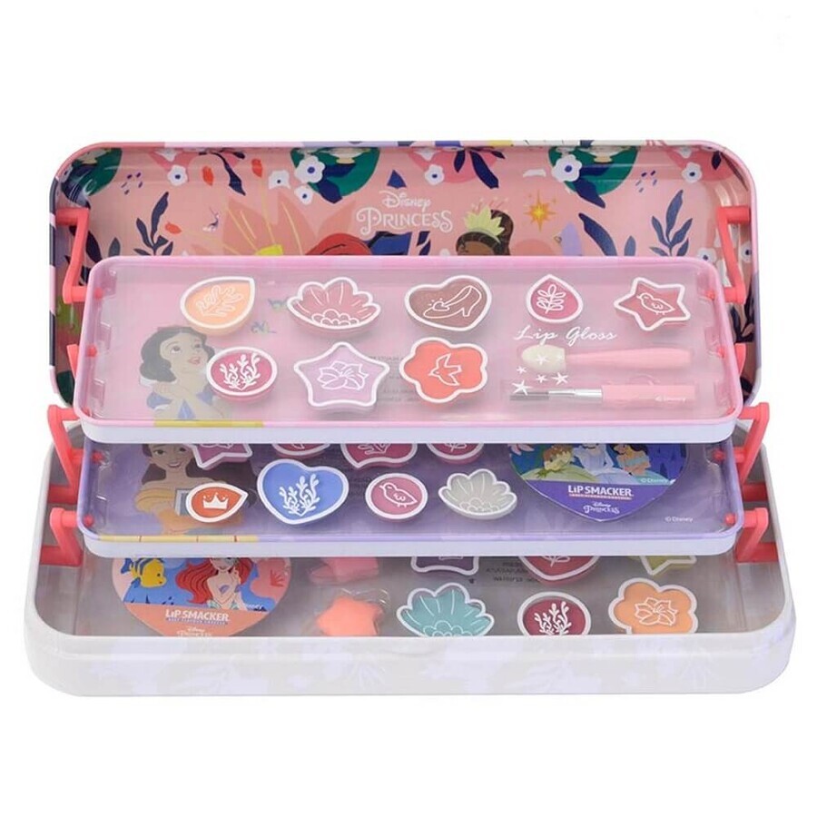 Lip Smacker Disney Princess Makeup Case Triple Layer Beauty Tin Makeup Kit for Kids