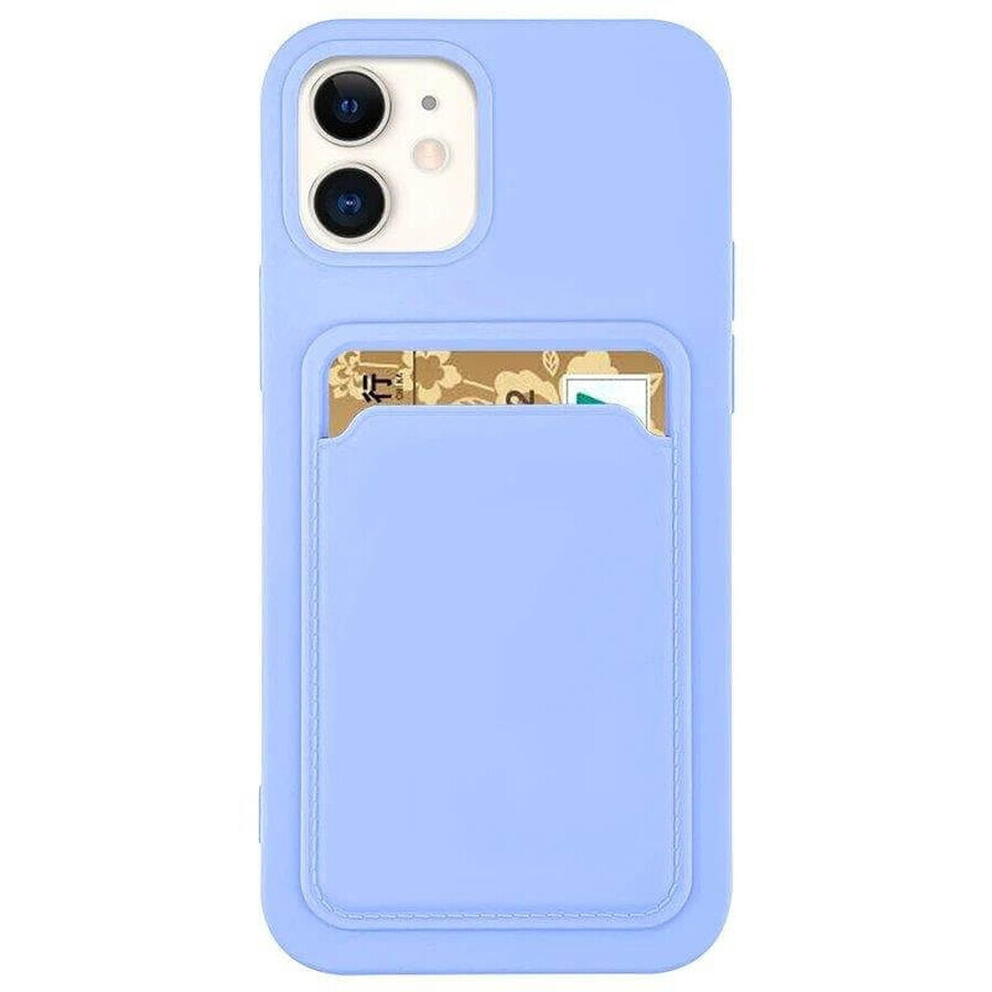 Card Case silicone wallet case with card pocket documents for iPhone 13 Pro Max purple