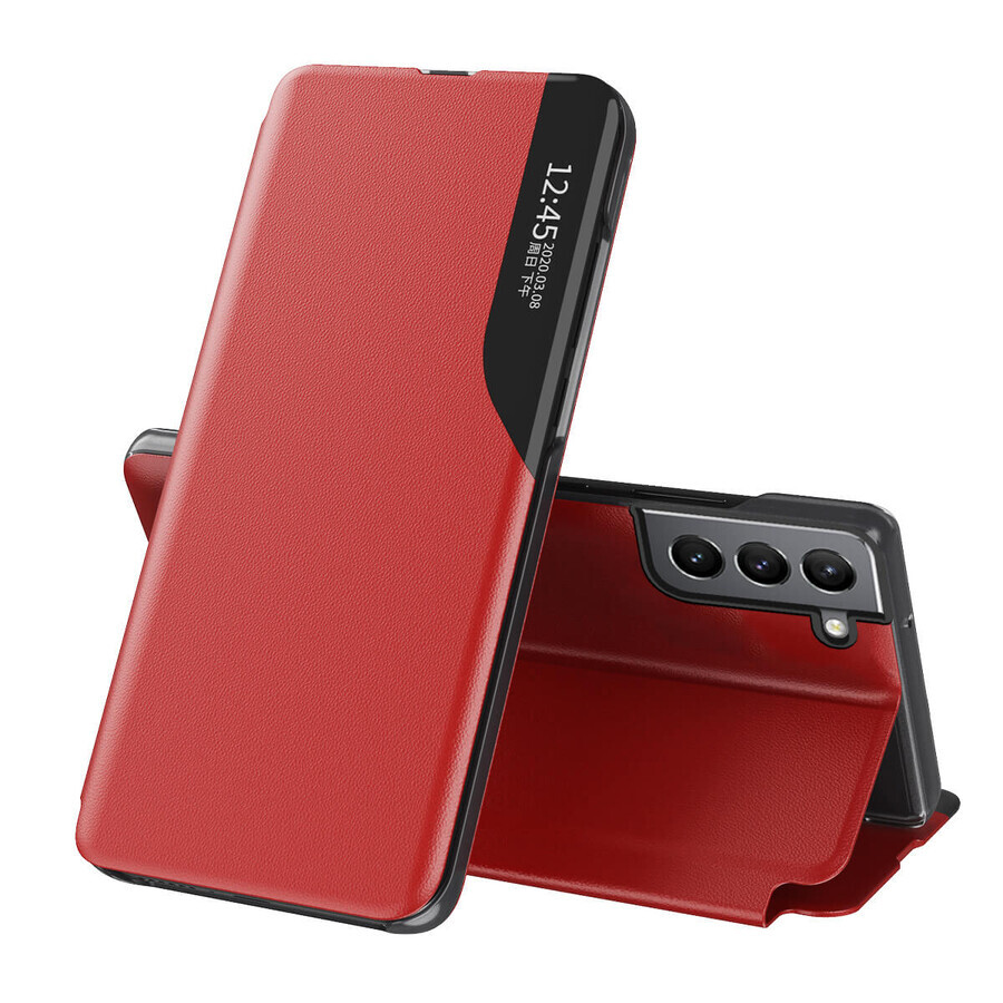 Eco Leather View Case elegante hoes met flipcover en standaardfunctie Samsung Galaxy S22+ (S22 Plus) rood