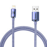 Baseus Crystal Shine Series Cablu USB pentru încărcare rapidă și transfer de date USB Tip A - Lightning 2.4A 1.2m violet (CAJY000005)