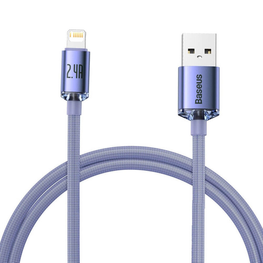 Baseus Crystal Shine Series USB-Kabel für schnelles Laden und Datenübertragung USB Typ A - Lightning 2.4A 1.2m lila (CAJY000005)