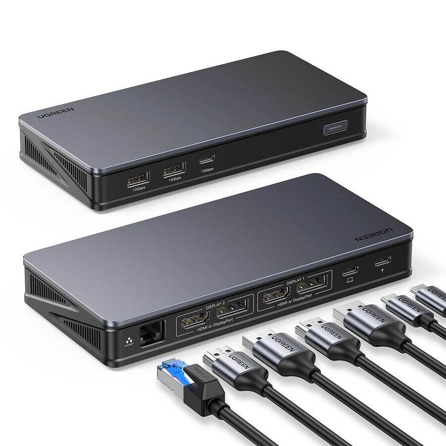 Ugreen CM615 multifunctionele USB-C-adapter - Grijs