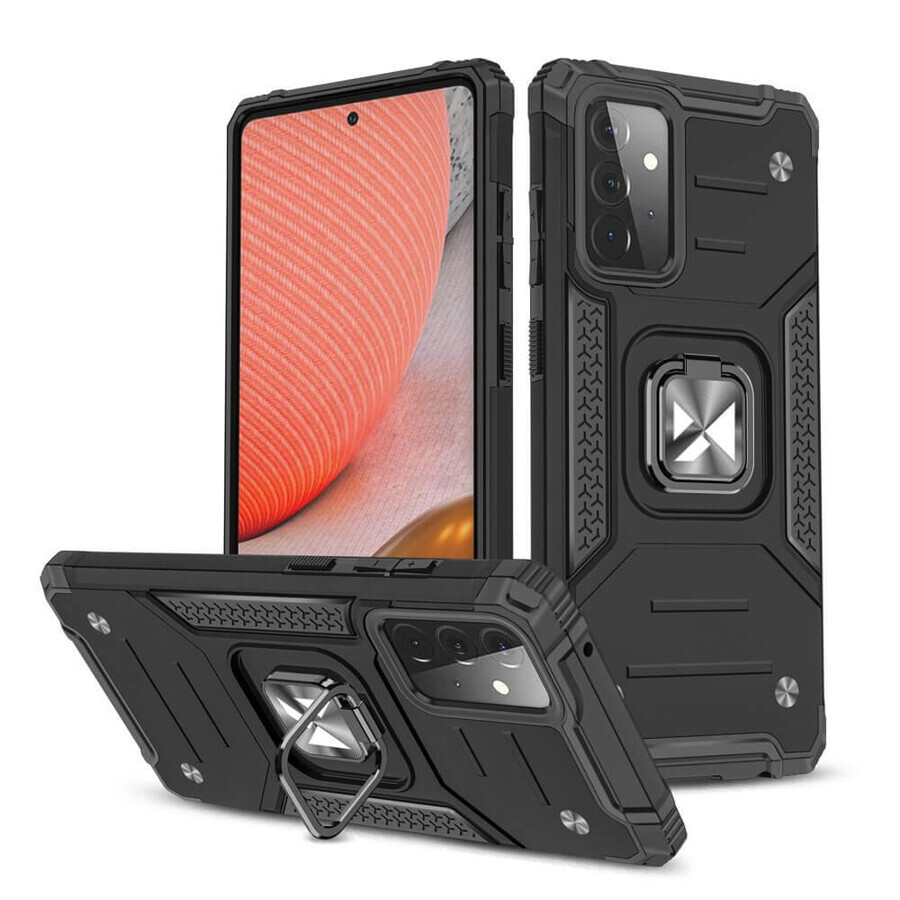 Wozinsky Ring Armor funda híbrida blindada + soporte magnético Samsung Galaxy A72 4G negro