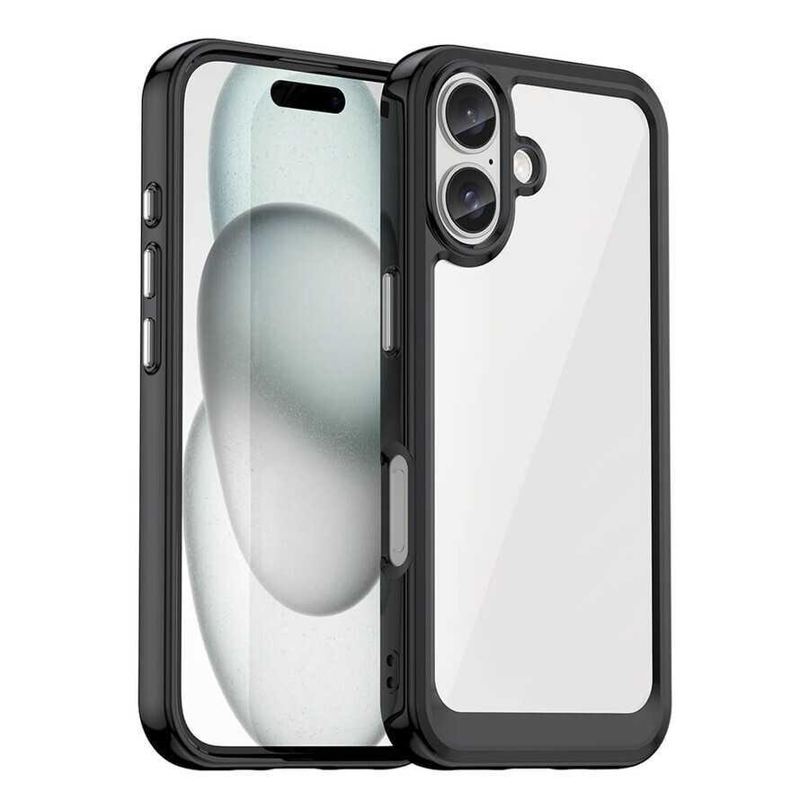 Custodia Outer Space con cornice in gel per iPhone 16 Plus - nero