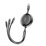Baseus Golden Loop Cable retráctil 3en1 USB - micro USB / Lightning / USB-C 3.5A 35cm - 120cm negro (CAMLT-JH01)