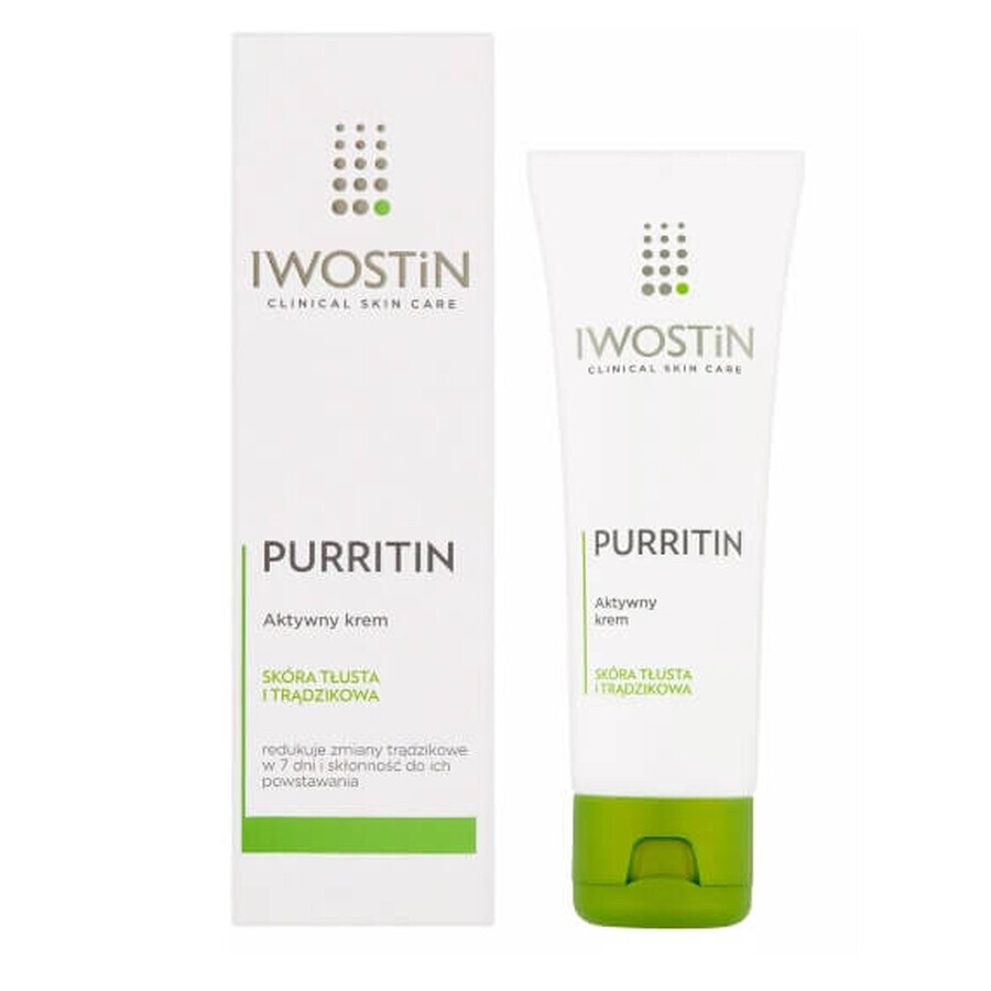 Iwostin Purritin, Crema activa para pieles grasas y con tendencia acneica, 40ml