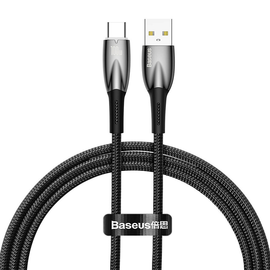 Baseus Glimmer Series Câble de charge rapide USB-A - USB-C 100W 480Mbps 1m noir