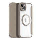 Funda Dux Ducis Skin X Pro para iPhone 14 Plus con MagSafe y tapa abatible - beige