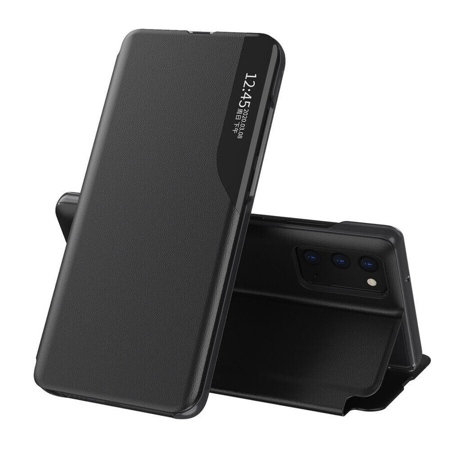 Eco Leather View Case elegante Tasche mit Flip Cover und Standfunktion Samsung Galaxy A72 4G schwarz