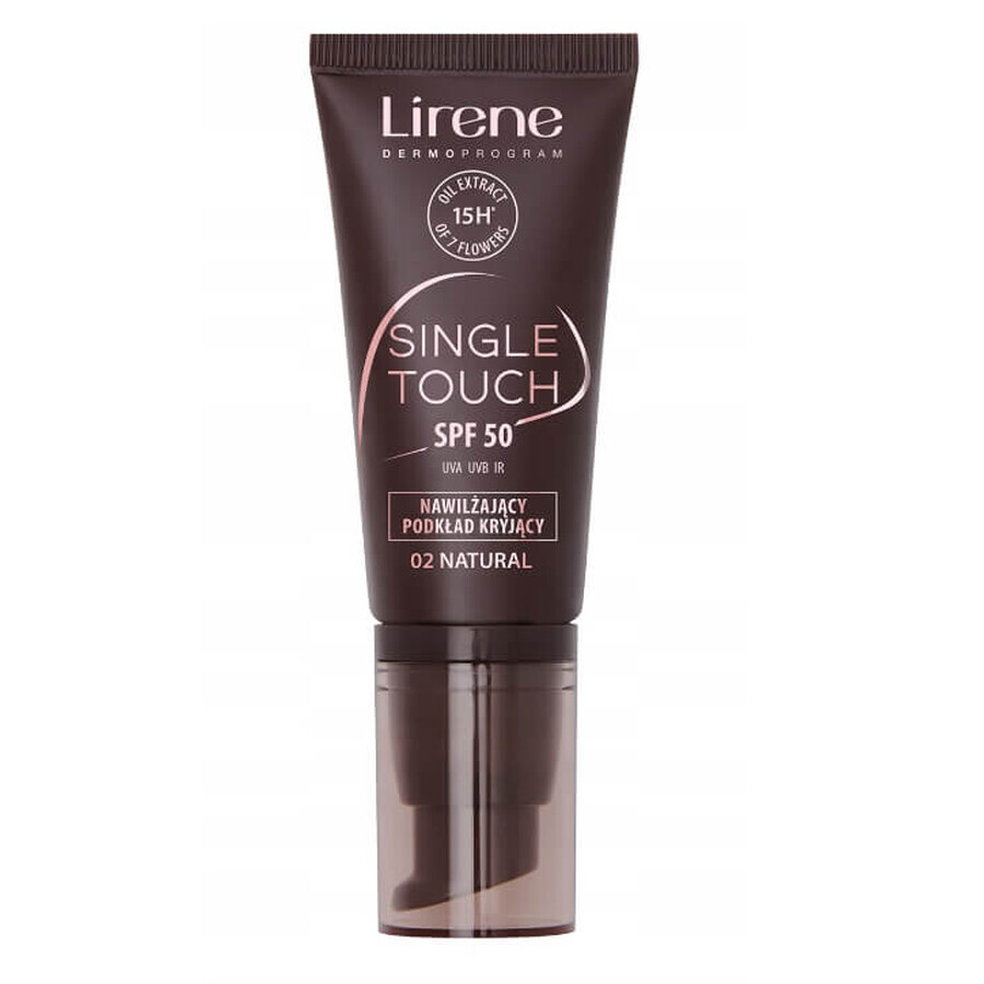 Lirene Single Touch SPF50 Base de maquillaje opaca hidratante 02 Natural, 30 ml