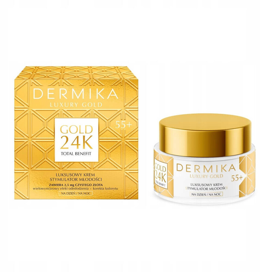 Dermika Luxury Gold 24K Total Benefit Crema stimolante della giovinezza 55+, 50 ml