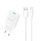 Dudao A4EU USB-A 2.1A încărcător de rețea - alb + USB-A - cablu micro USB