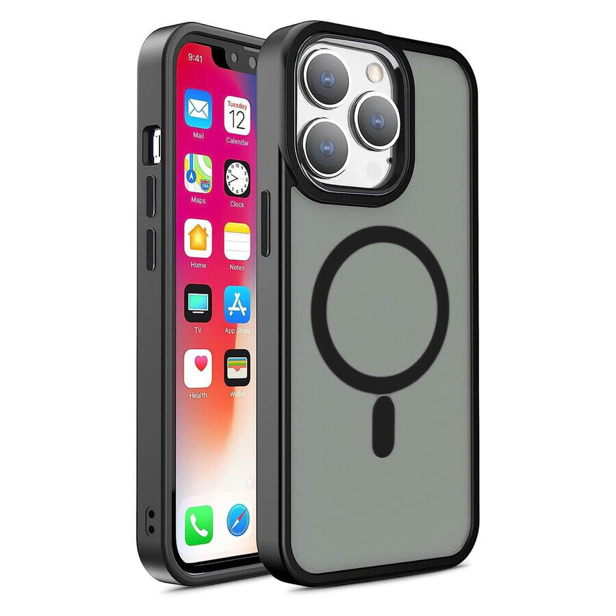 Funda magnética con MagSafe Color Mate para iPhone 14 Plus - negro