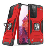 Wozinsky Ring Armor caz hibrid blindat capac + suport magnetic Samsung Galaxy S22 Ultra roșu