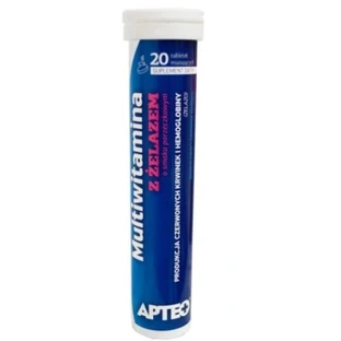Apteo Multivitamínico con hierro, sabor grosella, 20 comprimidos efervescentes