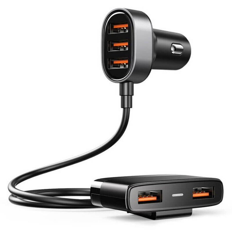 Chargeur rapide pour voiture Joyroom 5x USB 6.2 A avec câble d'extension noir (JR-CL03)