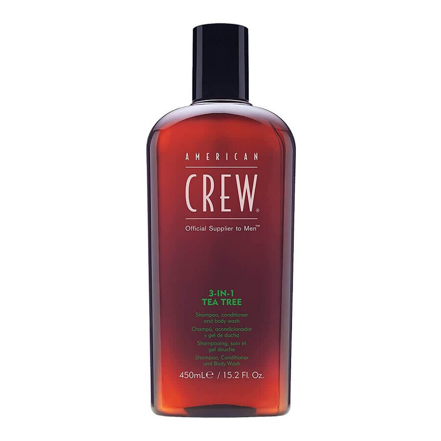 Acquista American Crew Tea Tree Shampoo Balsamo e Gel Lavaggio Corpo, 450 ml American Crew Tea Tree Shampoo Balsamo e Gel Lavaggio Corpo, 450 ml