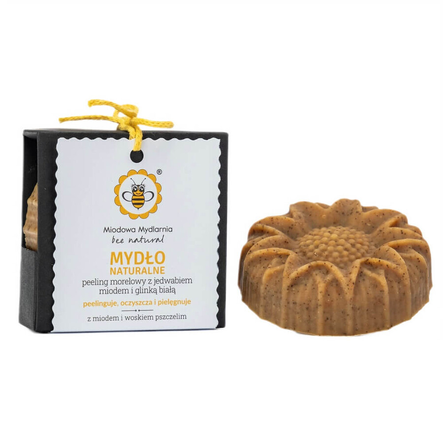 Miodowa Mydlarnia Jabón exfoliante de cera de abeja y albaricoque, 85 g