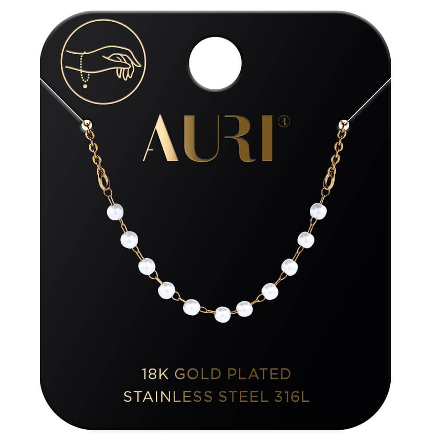 Acquista Auri Bracciale a maglie placcato oro con perline Auri Bracciale a maglie placcato oro con perline