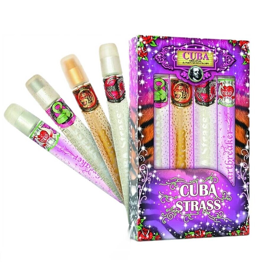 Cuba Original Cuba Strass Set Agua de perfume Serpiente 35 ml + Agua de perfume Tigre 35 ml + Agua de perfume Cebra 35 ml + Agua de perfume Rompecorazones 35 ml
