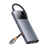HUB USB 6-in-1 Baseus Metal Gleam Series II USB-A/USB-C/USB-C PD/HDMI/RJ45 - negru
