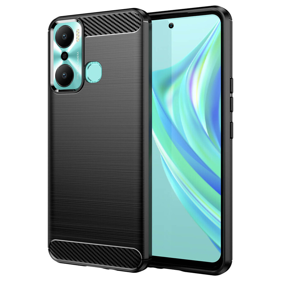 Funda de carbono para Infinix Hot 20 Play funda de silicona flexible de carbono negro