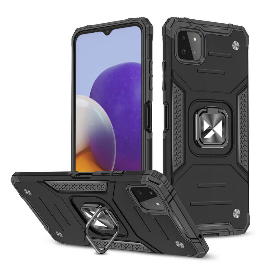Wozinsky Ring Armor caz hibrid blindat capac + suport magnetic Samsung Galaxy A22 4G negru