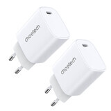 Choetech Q5004 20W PD iPhone 12/13 power charger set white (2pcs).