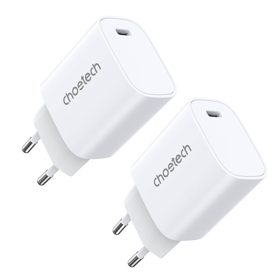 Choetech oplader set Q5004 20W PD iPhone 12/13 wit (2st)