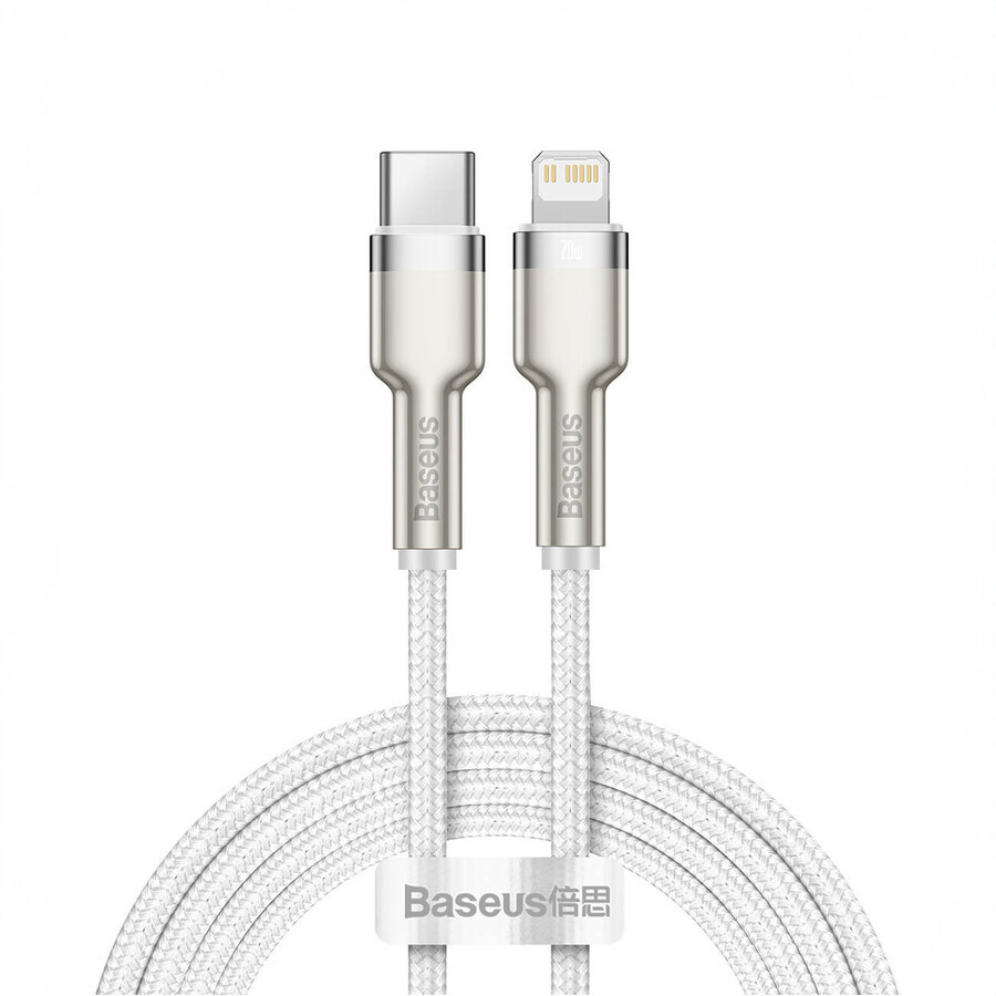 Cable Baseus Cafule Series Metal Data USB-C / Lightning 20W PD 1 m - blanco