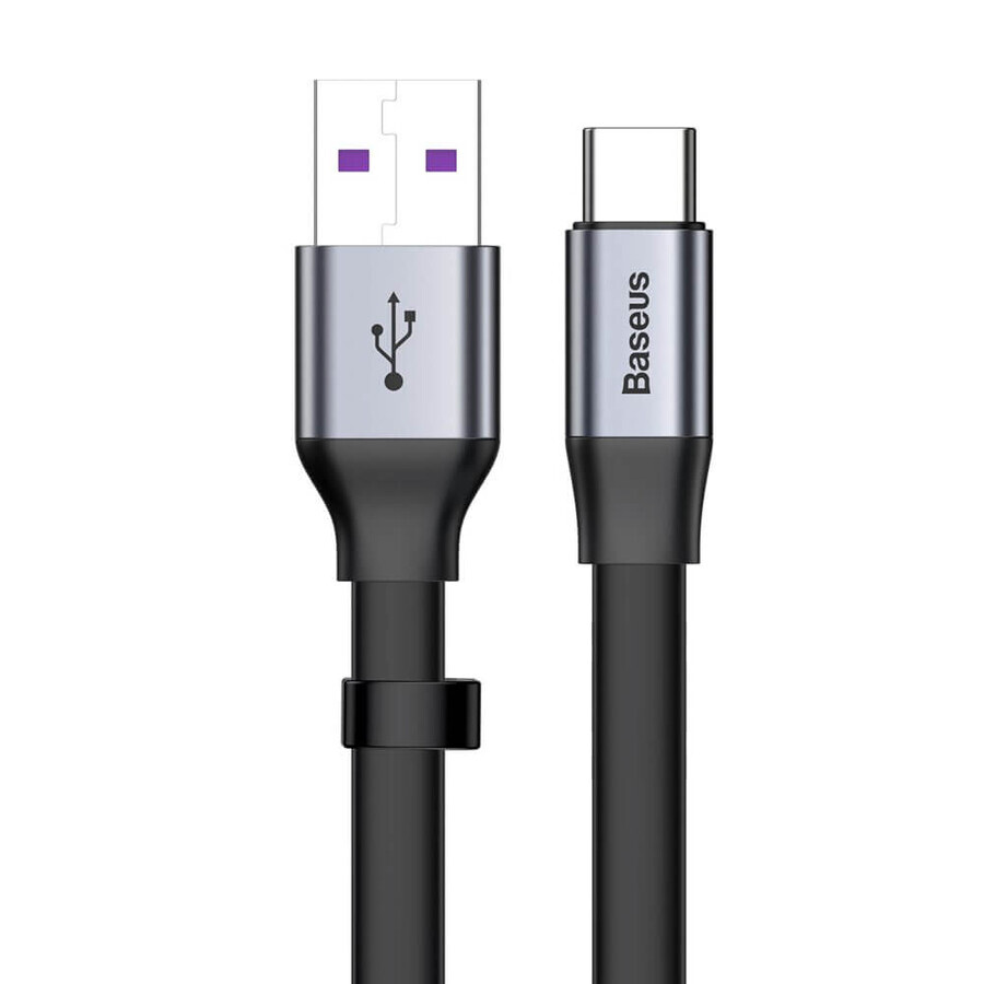 Baseus Einfaches Flachkabel USB / USB Typ C SuperCharge 5A 40W Schnellladung 3.0 QC 3.0 23cm grau (CATMBJ-BG1)