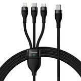 Baseus Flash Series II USB Type C - USB Type C / Lightning / micro USB 100 W 1.5 m cablu negru (CASS030201)