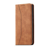 Magneet Fancy Case Samsung Galaxy S23+ hoesje met klep portemonnee standaard bruin
