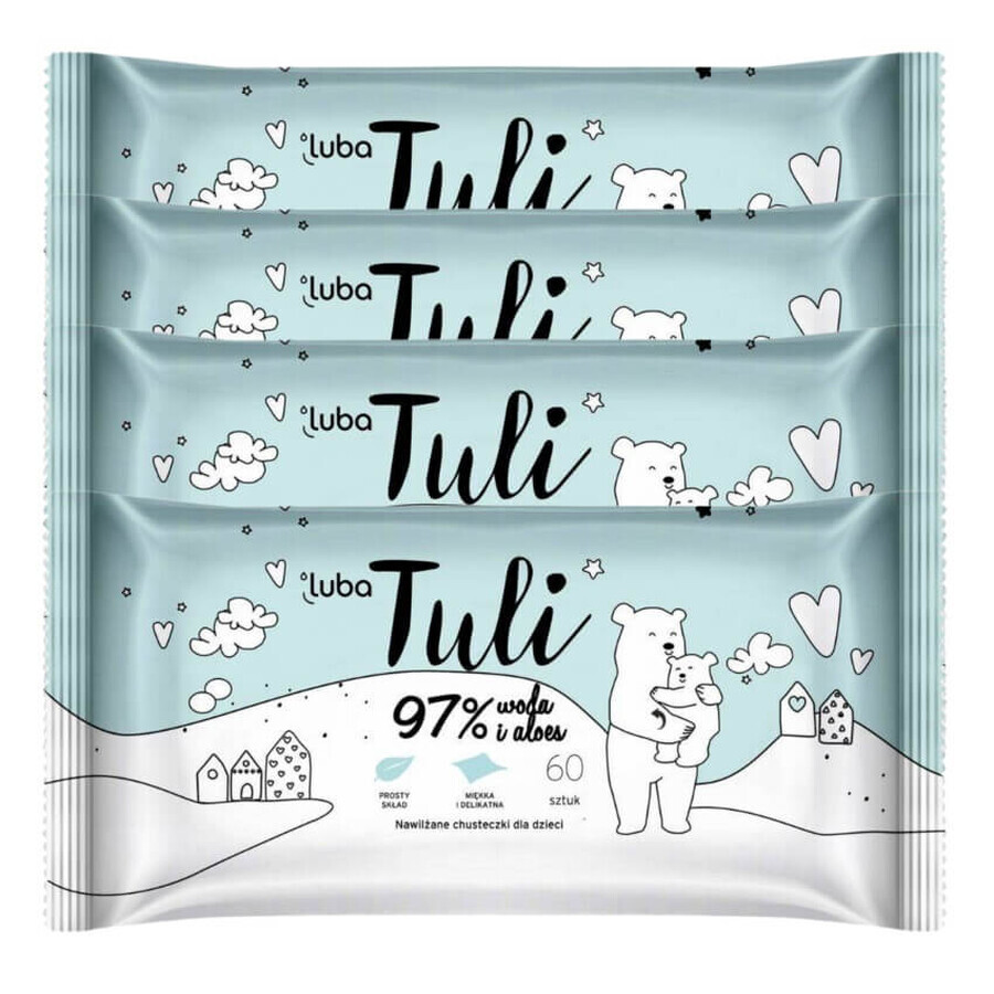 Winkel op Luba Tuli Bevochtigde baby- en kinderdoekjes 97% water en aloë vera, 4 x 60 stuks Luba Tuli Bevochtigde baby- en kinderdoekjes 97% water en aloë vera, 4 x 60 stuks